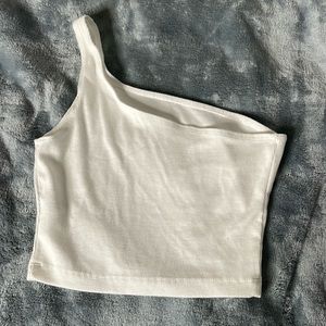 Joah brown white single strap crop tank SM